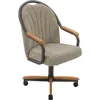 Douglas Casual Dining Chairs Classic Swivel Tilt Dining Chairs with Casters, Wooden Arm Metal Base Chairs with Rolling Wheels f 1