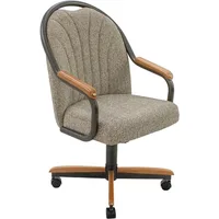 Douglas Casual Dining Chairs Classic Swivel Tilt Dining Chairs with Casters, Wooden Arm Metal Base Chairs with Rolling Wheels f 1