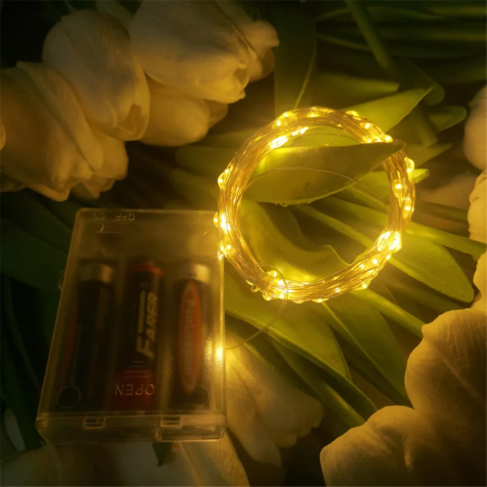 Enchanting Fairy Light String - Battery-Powered Copper Wire LED for Indoor and Outdoor Decor