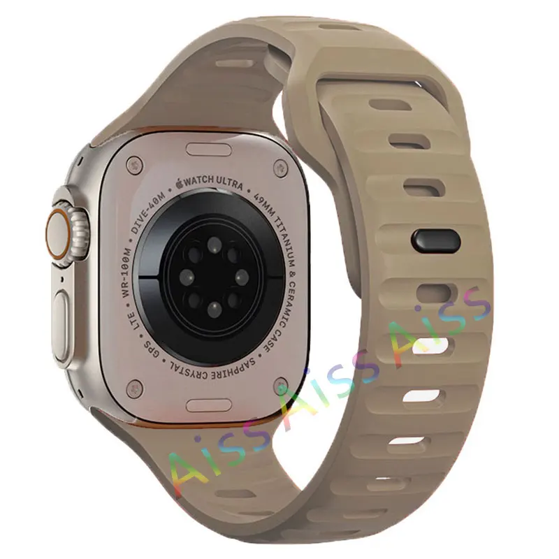 ตัวเลือกสินค้า สายซิลิโคนสีส้มกันน้ำ สำหรับ Apple Watch ทุกรุ่น