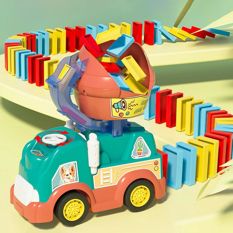 Automatic Train 102 PCS Block Brick Kit Plastic Toy Electric Train Educational Kids Domino Creative Games Gift for Children toy building blocks domino set