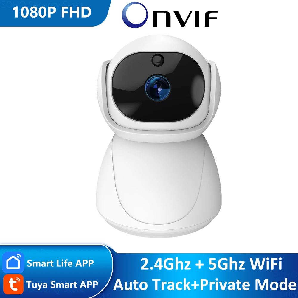 Tuya Smart 1080P 5Ghz Dual Band WiFi Auto Tracking Sound Detect Security CCTV Video Baby Monitor Indoor Wireless IP Camera ONVIF