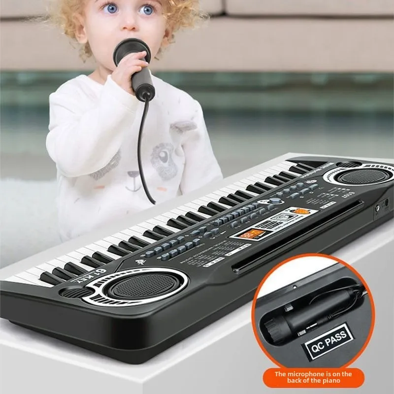 61 Keys Children's Electronic Keyboard Piano with Microphone Beginner Musical Instrument Organ Educational Toy Children's Gift