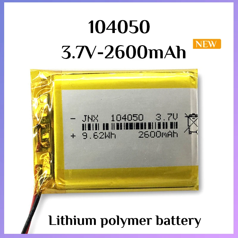 

104050 3.7V High Power Polymer Lithium Battery 2600mAh Suitable for Video Surveillance Fan Projector Humidifier Lithium Battery