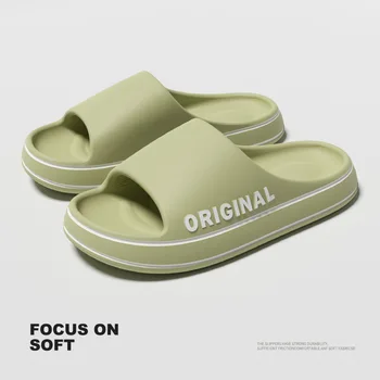 ⁦Shoes for Men Fashion Men Thick Sole Summer Beach Slides Bathroom Anti Slip Slippers Soft Sandals Ultra Light Letter Shoe⁩ – תמונה ⁦4⁩