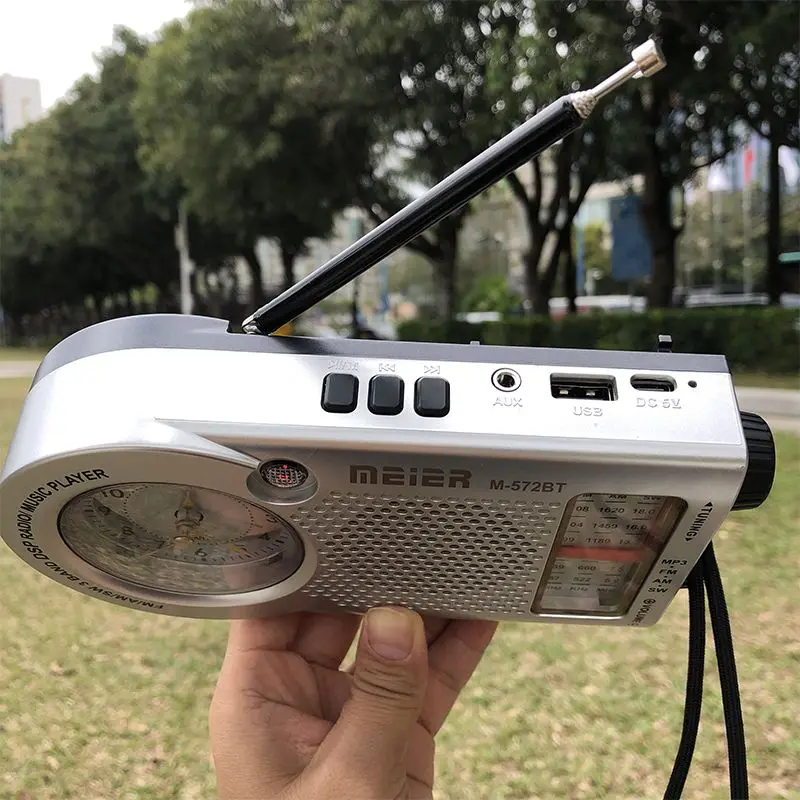 Portable FM AM SW Radio High Sensitivity Clock Radios Receiver Wireless Bluetooth Speaker MP3 Music Player Support U Disk AUX