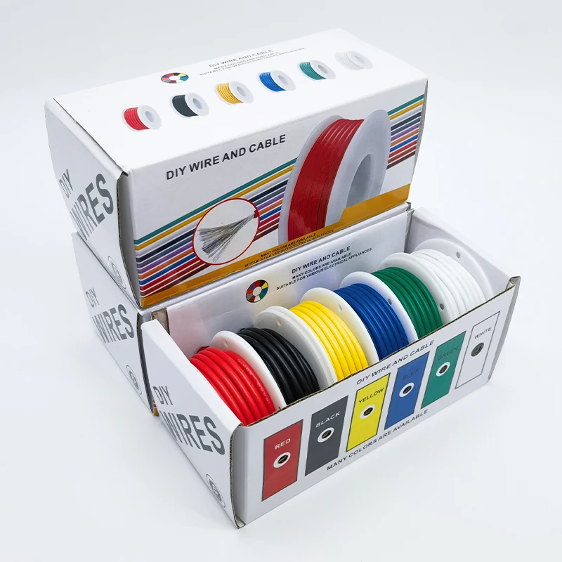 Electrical Wire 6 Colors Silicone Tinned Copper Cable 16-30AWG Stranded