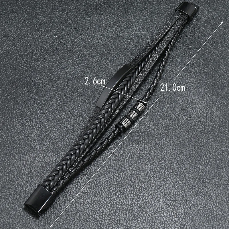 Men Leather Multilayer Bracelet Punk Rock Jewelry