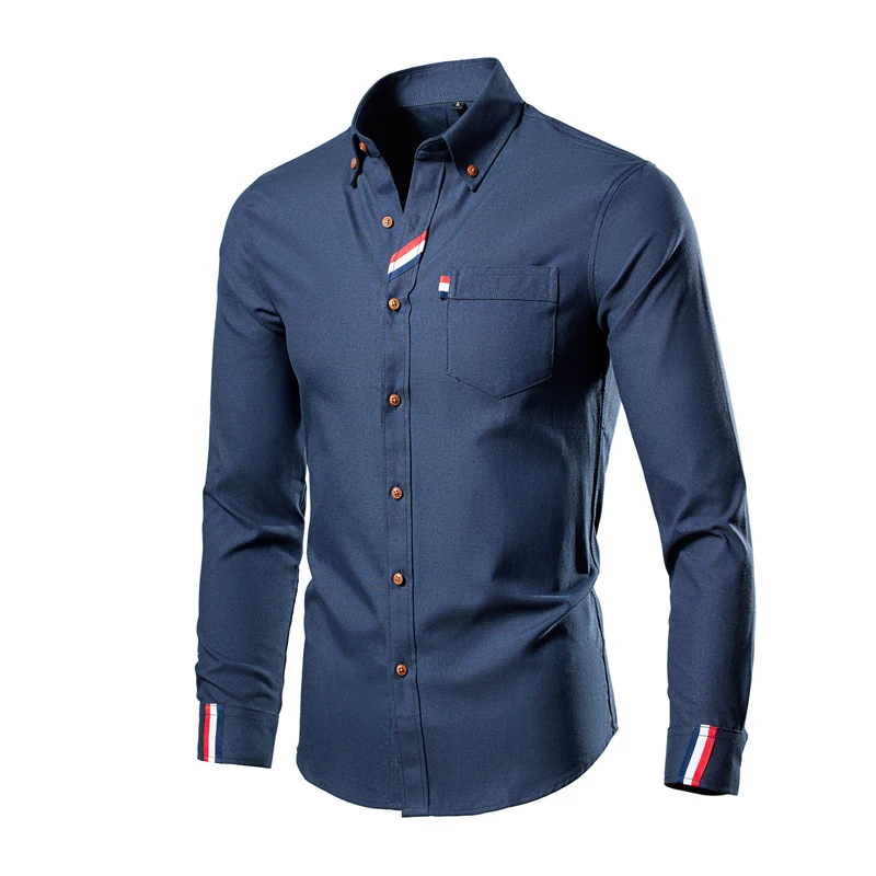 New Casual Cotton Soft Thin Mens Shirts Slim Fit Luxury Business Long Sleeve Shirt Male Lapels Outwear Streetwear