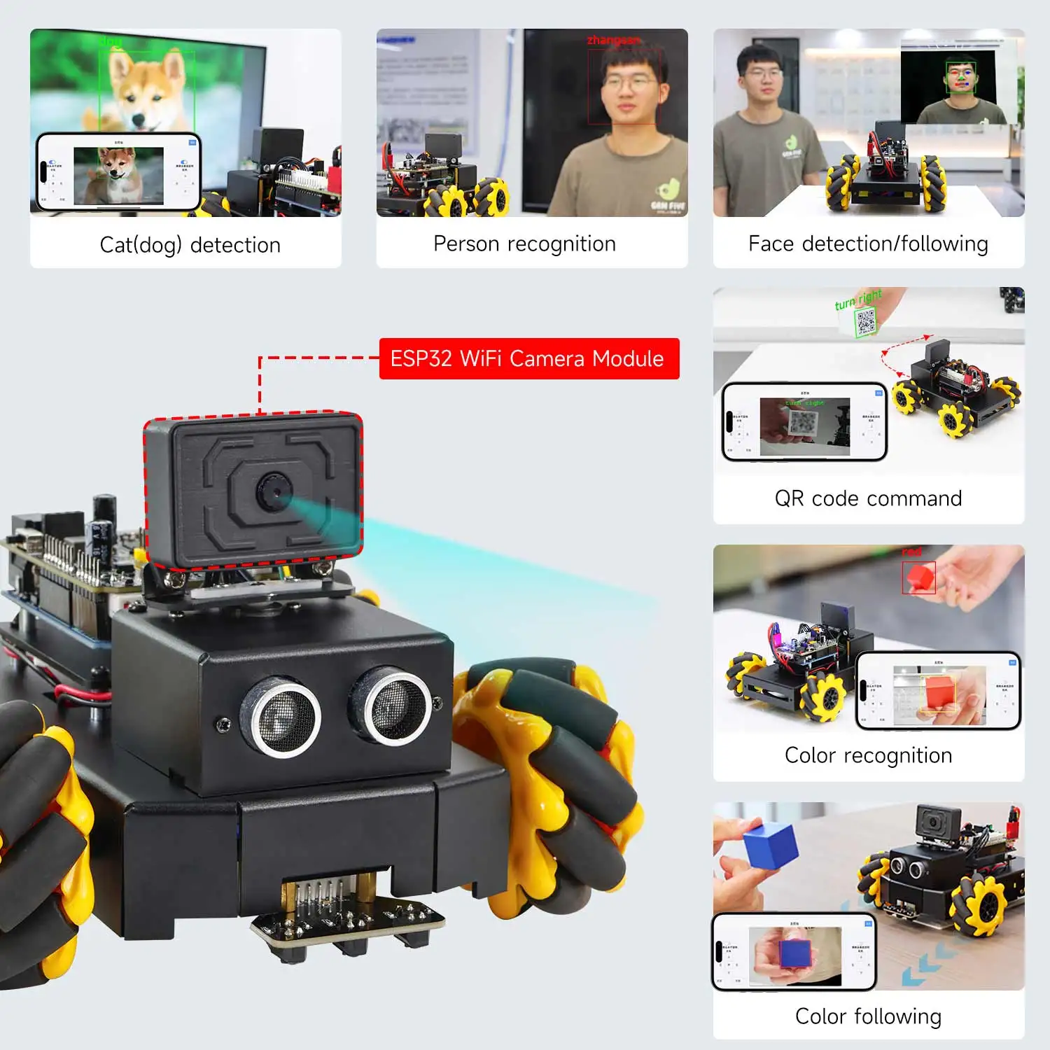 Yahboom UNO R3 Smart Robot Car Kit Roboduino V2 Con ESP32 WiFi Macchina Fotografica Corpo In Metallo Giocattolo Educativo Kit Robot FAI DA TE Per Arduino - immagine 2