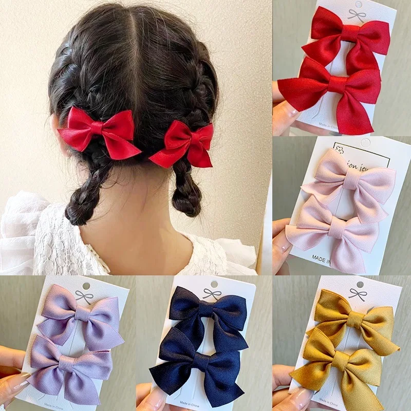 

2Pcs/Set Korean Bow Hairpin Cute Hairpin Children's Hair Accessories Exquisite Small Side Clip Headgear