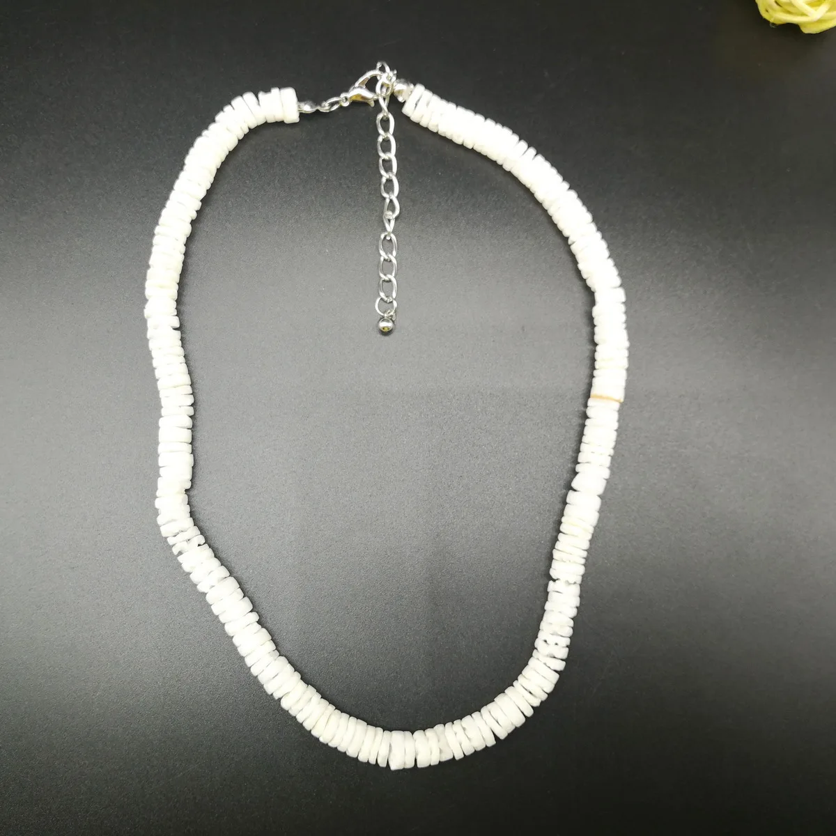 White Puka Shell Style Necklace - White Surfer Choker Summer