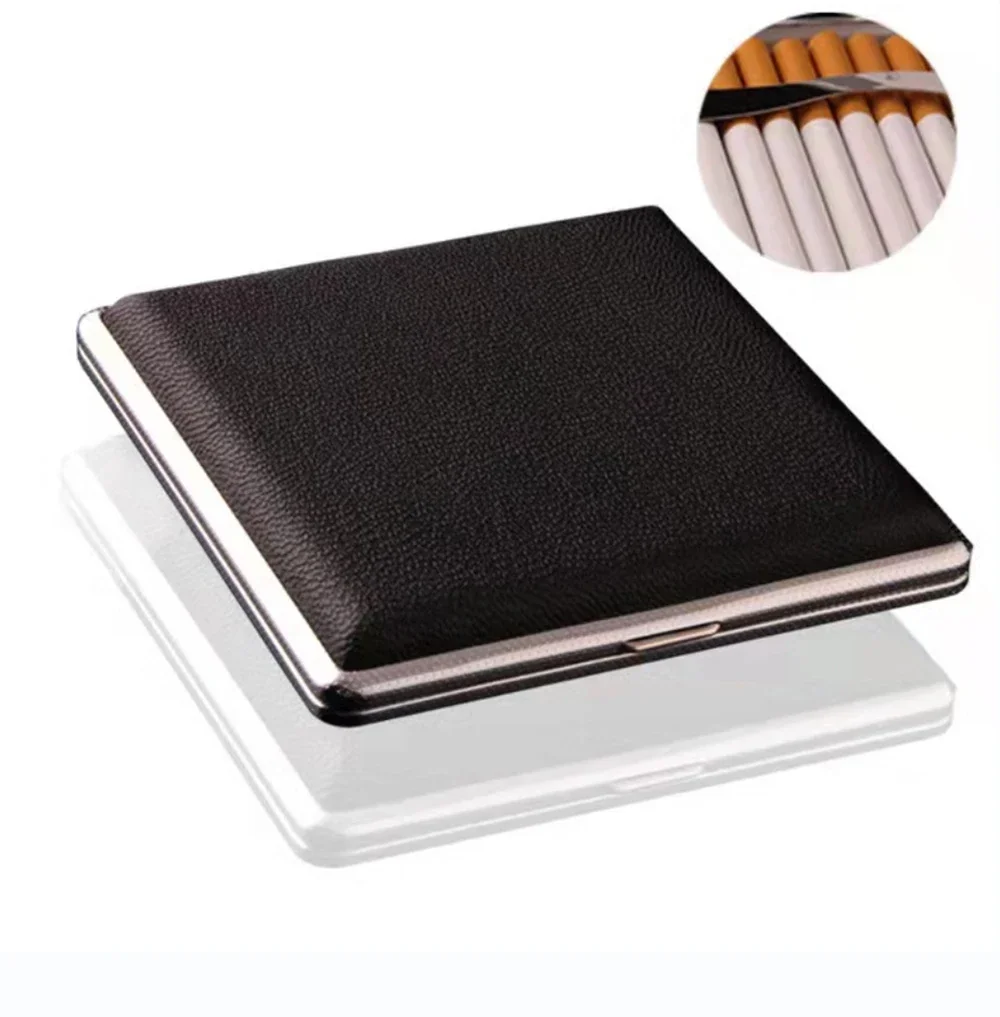 20 Sticks Gift Leather Cigarette Box Cigarette Lady Storage Cover Holder Cigar Case Metal Leather Smoking Accessories For Men's