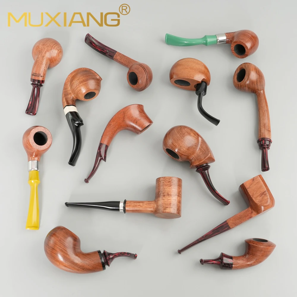 MUXIANG Rainbow Series Tobacco Pipe Sandalwood Pipe 3/9mm Filter Solid Wood with Rainbow Colored Mouth Father Day Gift