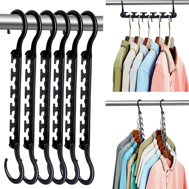1pcs Foldable Magic Hanger Multi-function Five-hole Connection Hook ABS Plastic Rotary Storage Hanger Coat Hanger 2024 Hangers