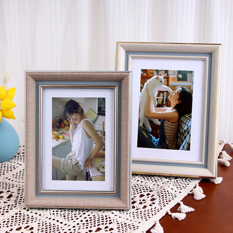 북유럽 Ins 스타일 미니멀리스트 사진 액자 데스크탑 디스플레이 벽 교수형 6/7/8/10/인치 A4 가족 사진 장식 로그 색상