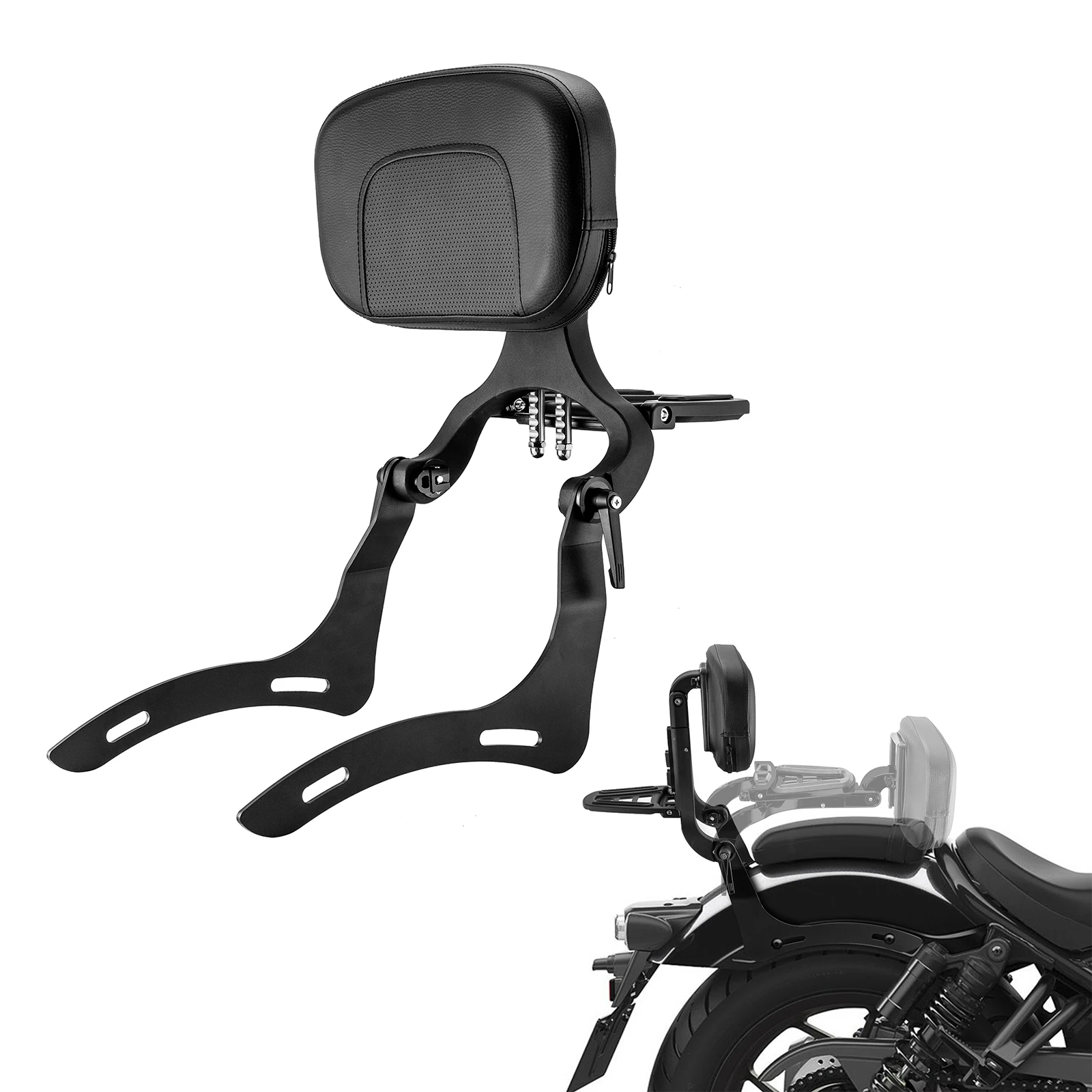 Motaux Sissy Bar Mit Gepäckträger Für Honda Rebel 1100 (2021-2023) – Schwarze Beifahrerlehne Aus Stahl