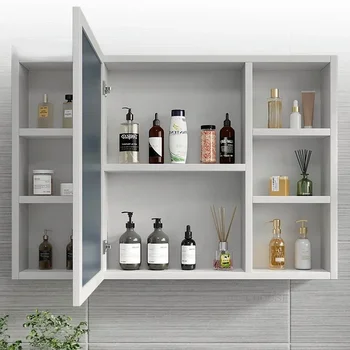 이탈리아 알루미늄 합금 스마트 욕실 거울 캐비닛, 럭셔리 가정용 가구 사물함, 벽걸이 메이크업 거울, 보관 선반 포함 상품 이미지