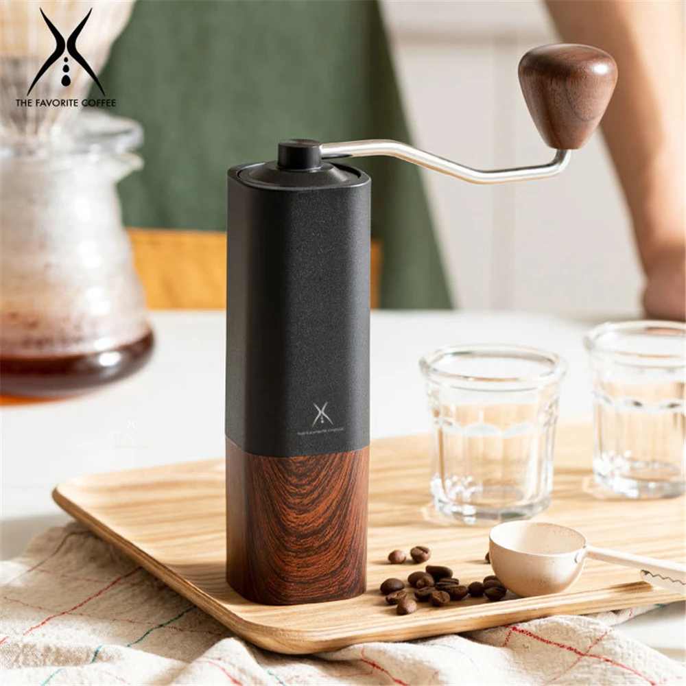 

Manual Wood Grain Grinder Portable Coffee Grinder Stainless Steel Coffee Beans Mill with Round Grip Coffee Powder Making Tool