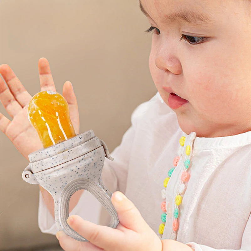 Baby Fresh Fruit Food Feeder with Lid BPA Free Silicone Baby Mesh Feeders for Infant Fruit Pacifier Nibbler Toddler Teething Toy