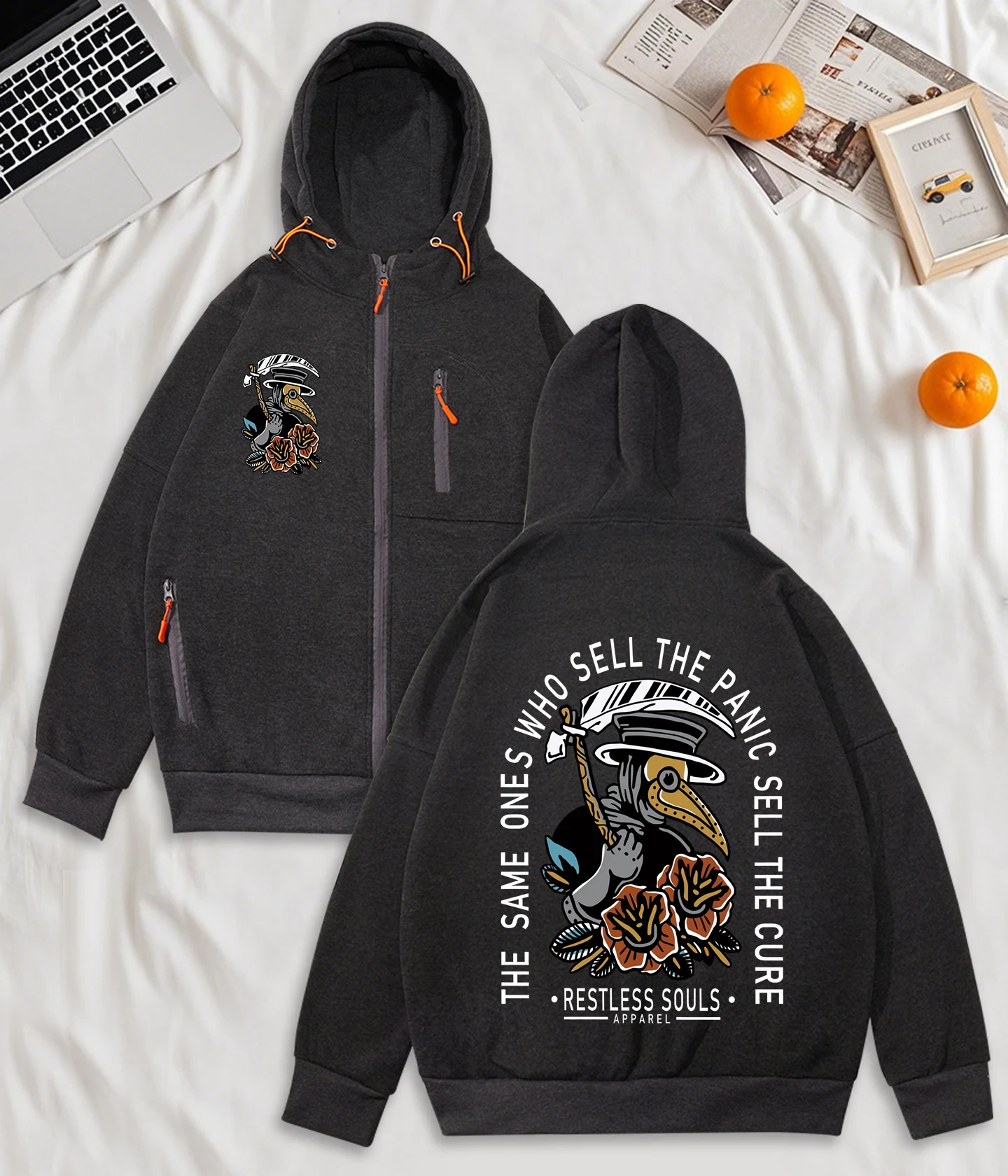 The Same Ones Who Sell The Panic Print Zipper Hoody Male Fashion Sweatshirt Vintage Loose Hooded Fleece Casual Soft Sportswears