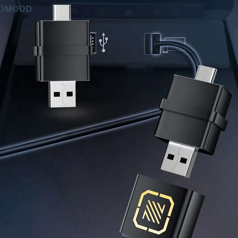 Type-C And USB Dual Interface CarPlay Android Auto Wireless Adapter Portable Dongle Smart Mini Connecting Box Smart System