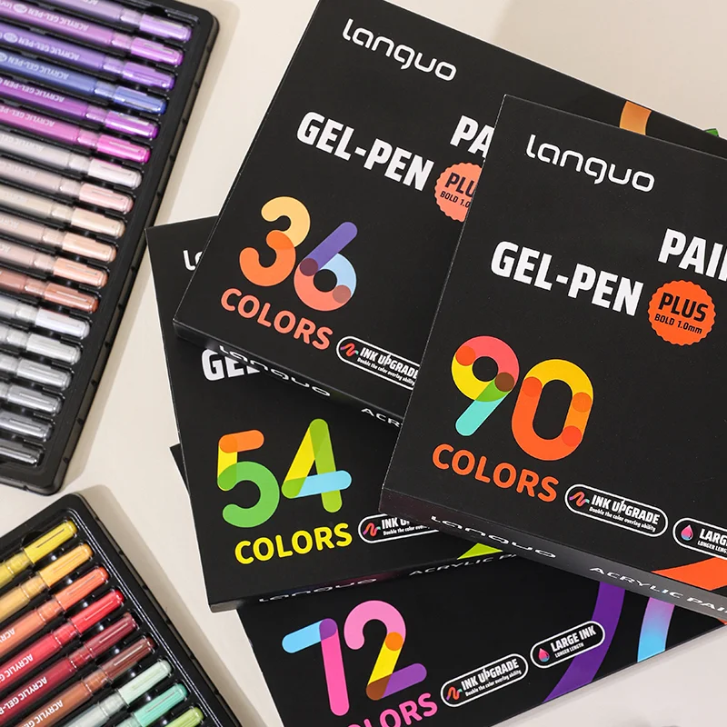 LANGUO 글리터 젤 펜 세트 1.0mm 36-90pcs 저널링을위한 높은 미적 예술 용품 DIY 페인팅 생일 크리스마스 선물
