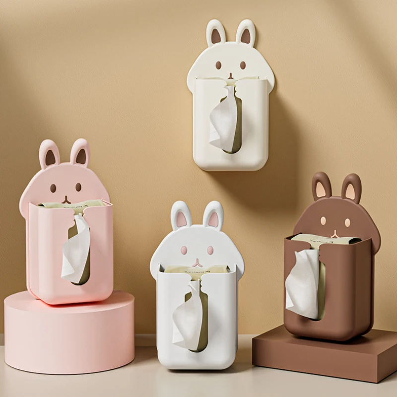 

Cartoon Rabbit Tissue Boxes for Bathroom Toilet Paper Holder Wall Mount Living Room Kitchen Storage Box Home Supplies