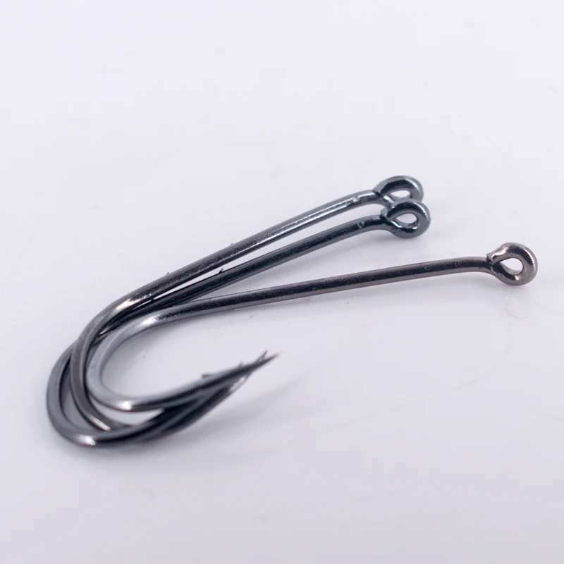 50pcs/pack Double-back Stab Fishhook Long Handle Fishing Hooks Barbed  Circle Fishing Hook Turned Down Eye 1/2/4/6/8/10/12# Hooks