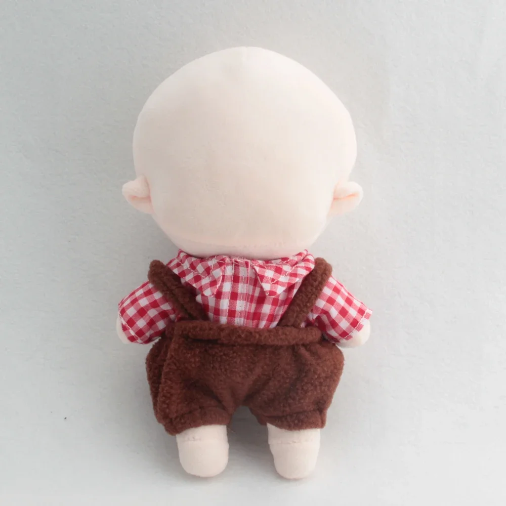 New Cute Grid Overalls For 20CM Kawaii Doll Clothes Set Kpop Star Doll Baby Clothing Idol Plush Clothes Accessories