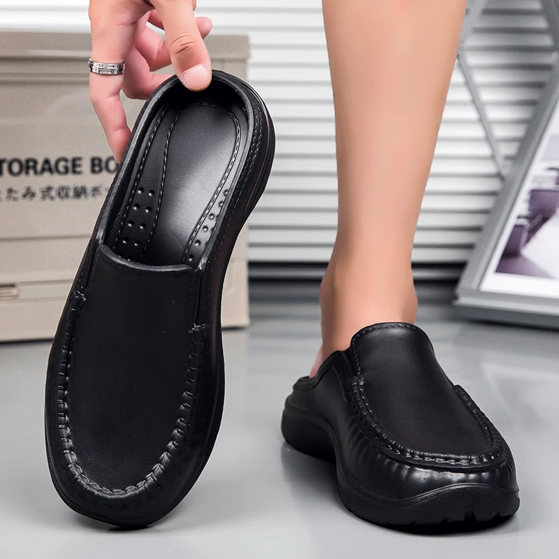 Men chef shoes casual loafers waterproof and oil-proof kitchen work slip-on men shoes outdoor non-slip beach slippers large size — view 5