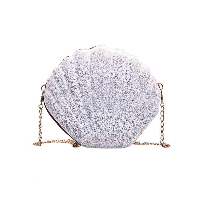 Crossbody Bag Women Shoulder Bag Women Messenger Bag Fashion Chain Sequined Shoulder Bag For Women Pu Leather Handbags Cute Shell Shape Purse Mini Summer Bag bolsa feminina