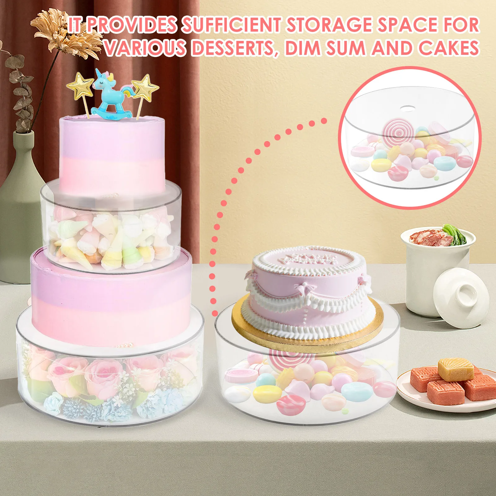 Alzate per Torte Professionali Acrilico 3mm - Set 2 Pezzi Trasparente