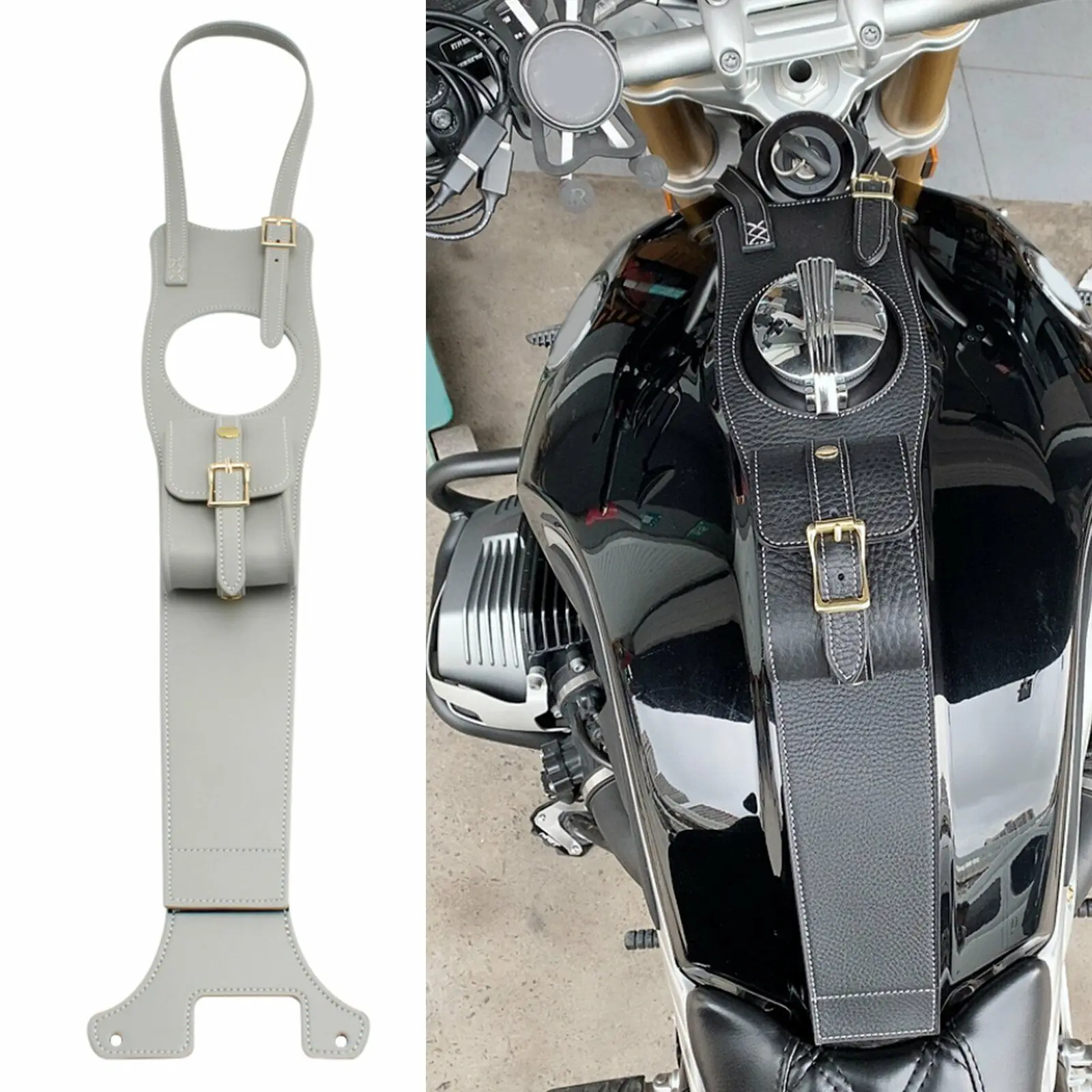 For 2014-up BMW R Nine T Oil Fuel Tank Bag Black PU Leather Storage Pouch Pocket