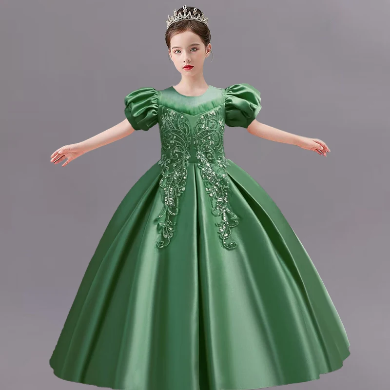 Robe princesse pour filles de 4-14 ans, longue tenue de cérémonie