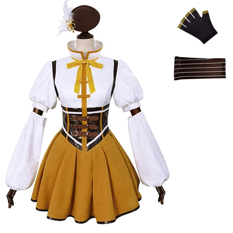 Anime Tomoe Mami Cosplay Costume Adult Women Girls Lolita Dress Hat Suit Halloween Party Outfit