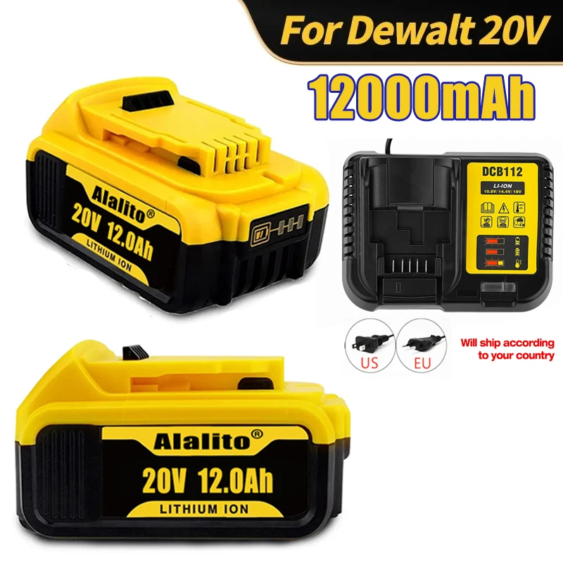 

20V 12Ah Li-Ion Battery for Dewalt Power Tools Replaceable DCB205 DCB201 DCB203