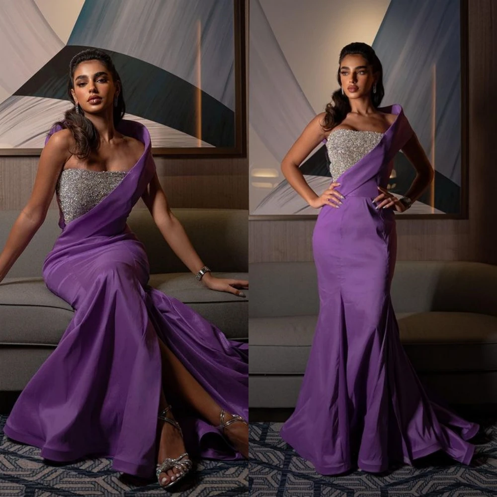 

VENUS Evening Dresses Sparkle One-shoulder Mermaid Prom Dresses Sequin Satin Formal Occasion Gown فساتين سهرفساتين مناسبة رسمية