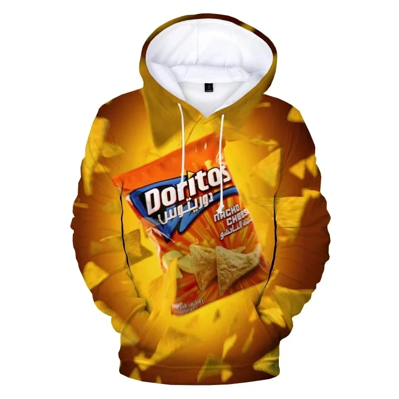 

New Fashion Bread and Chips Men's 3D Food Print Harajuku Street Clothing Hoodie Sweatshirt Unisex Autumn Casual Hoodie