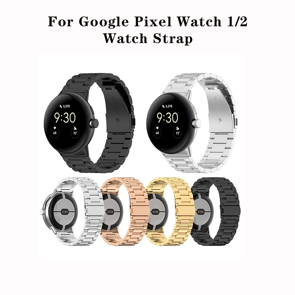 

Three Bead Stainless Steel Metal Watch Band for Google Pixel Watch 1/2 Watchband Strap