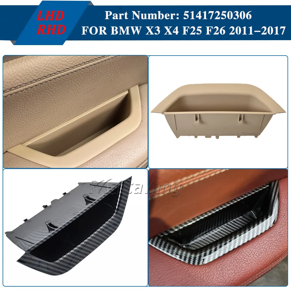 LHD RHD 인테리어 문짝 풀 핸들 팔걸이 패널 커버 보관함, 자동차 스타일링, BMW X3 X4 F25 F26 2011-2017 내구성, 신제품