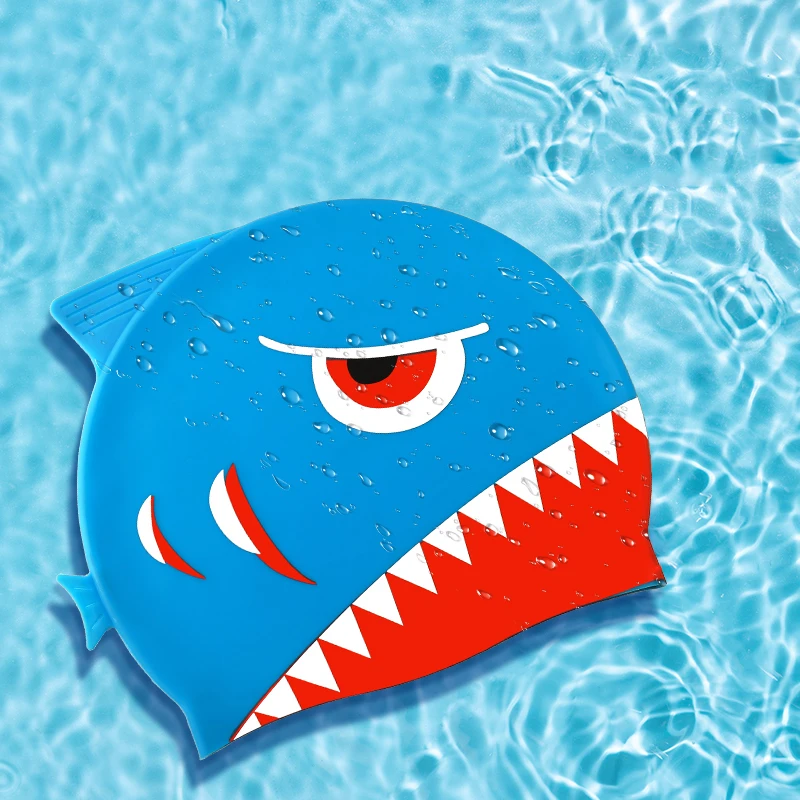 Children's Cartoon Silicone Swimming Hat Shark Silicone Swimming Hat Butler Head Cute Personalized Printed swimming cap