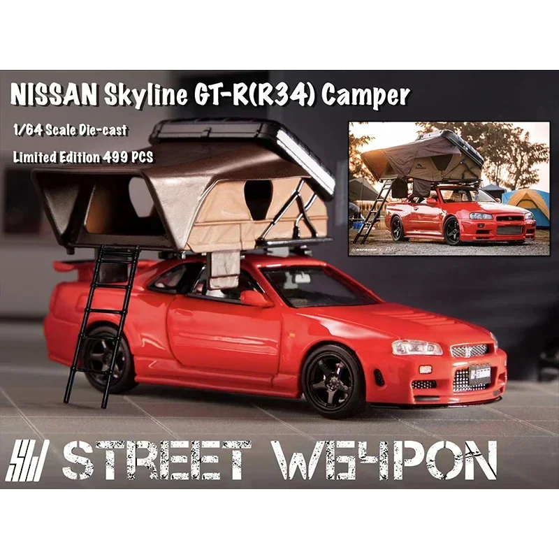 Sw In Magazzino 1:64 Skyline R34 Accessori Per Camper Drift Rally Lamp Diecast Diorama Car Model Toys