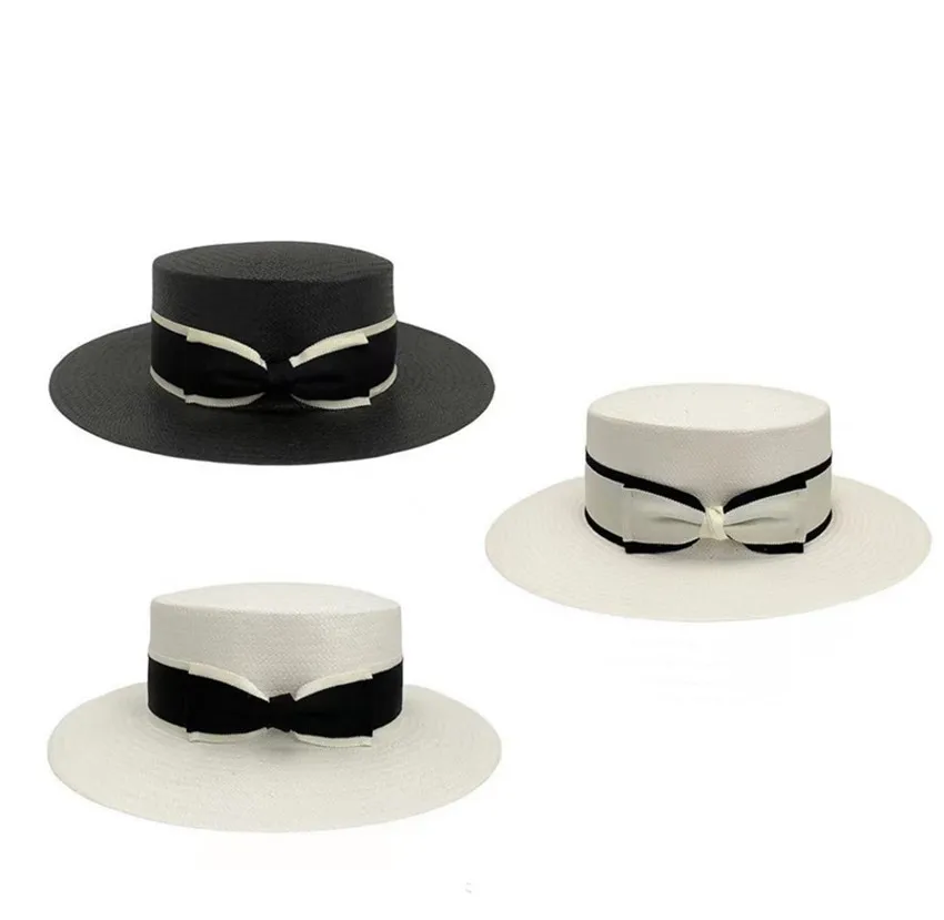 

202305-HH5132F-jx British college summer Japan fine paper grass weaving bowknot lady fedoras cap women leisure hat