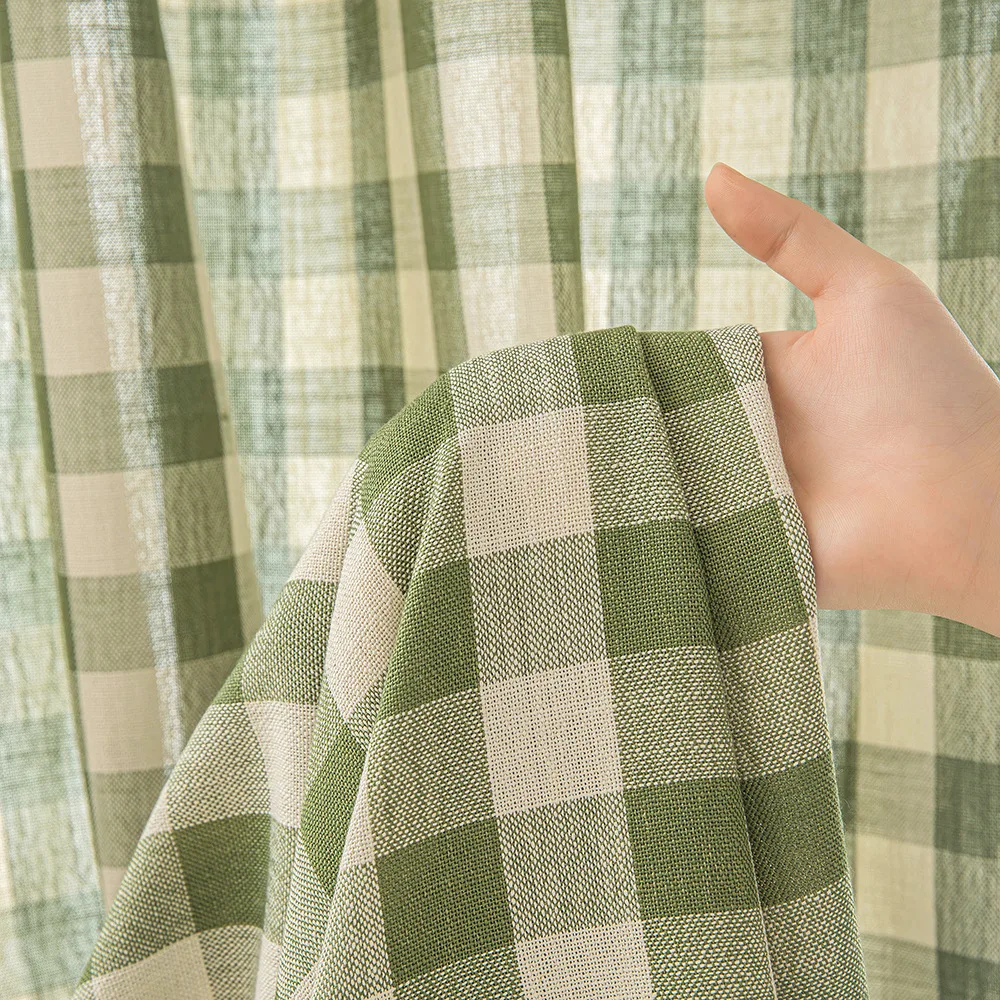 1 PCS Modern Simple Big Plaid Blackout Curtains For Bedroom American Rural Home Living Room Study Semi-Blackout Window Drapes 6