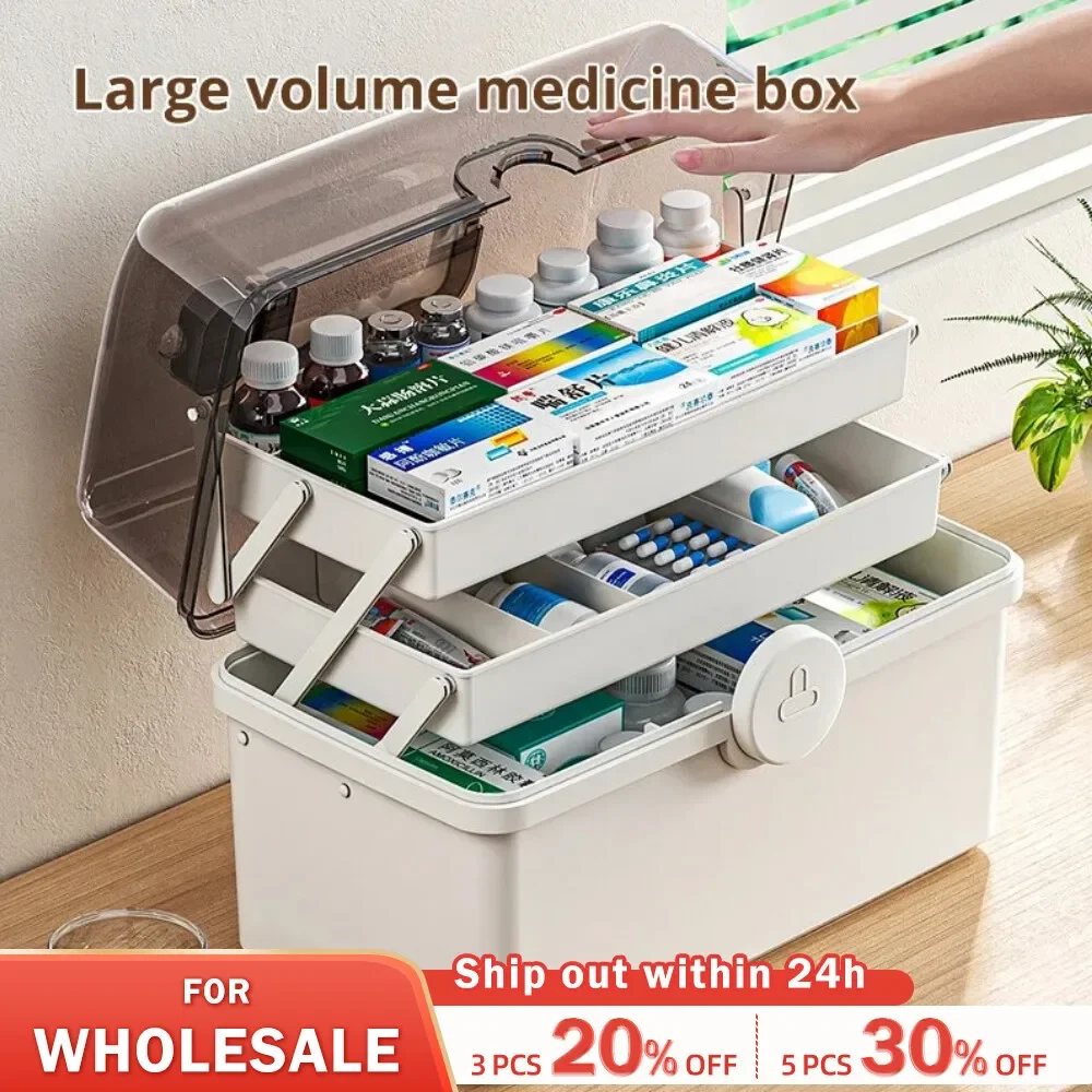 

1pc White Large Capacity Medicine Box For Home Medicine Storage Multi Layer Classification Home Medicine Box