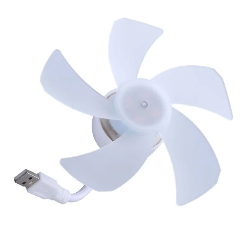 소형 USB 팬 5V 5W 조용한 USB 냉각팬(노트북, 데스크탑 및 보조베터리용으로 조절 가능한 5블레이드 포함)