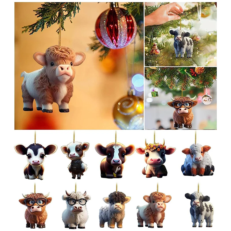 

Cute Cartoon Cow Car Pendant Home Tree Decoration, Christmas Tree Ornament, Home Decor, Window Wall Hanging Ornament Living Room