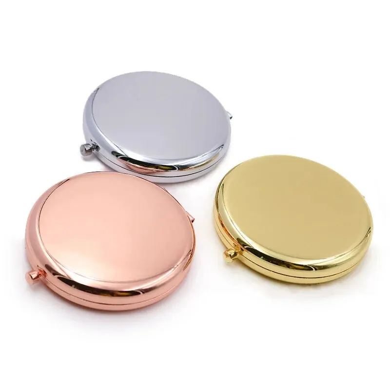 Double-Sided Small Mirror Portable Folding Round Makeup Mirror Rose Gold Simple Mini Men Women Handheld Pocket makeup mirror