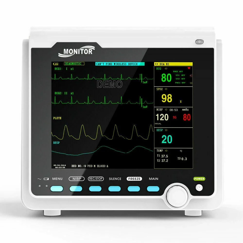 CONTEC Portable Patient Monitor Veterinary 8" Vital Sign Monitor ECG NIBP RESP SPO2 PR TEMP